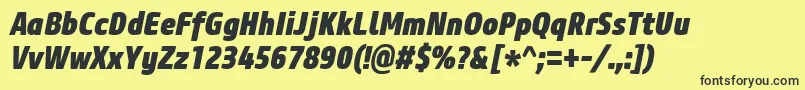 CoreSansM87CnHeavyItalic Font – Black Fonts on Yellow Background