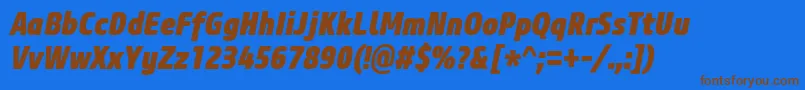 CoreSansM87CnHeavyItalic Font – Brown Fonts on Blue Background