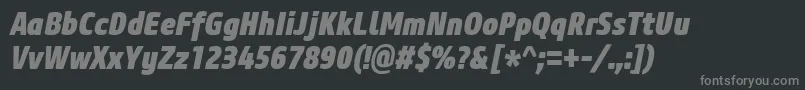 CoreSansM87CnHeavyItalic Font – Gray Fonts on Black Background