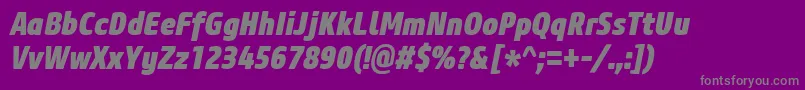 CoreSansM87CnHeavyItalic Font – Gray Fonts on Purple Background