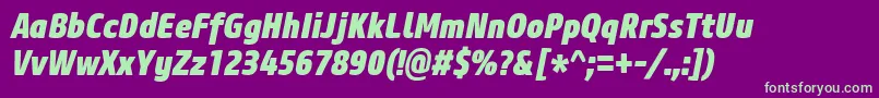 CoreSansM87CnHeavyItalic Font – Green Fonts on Purple Background