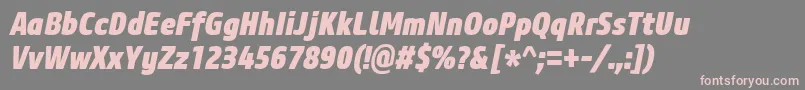 フォントCoreSansM87CnHeavyItalic – 灰色の背景にピンクのフォント