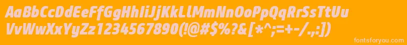 CoreSansM87CnHeavyItalic Font – Pink Fonts on Orange Background