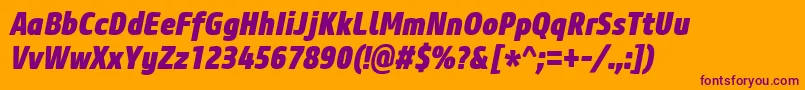 CoreSansM87CnHeavyItalic Font – Purple Fonts on Orange Background