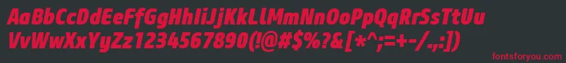 CoreSansM87CnHeavyItalic Font – Red Fonts on Black Background