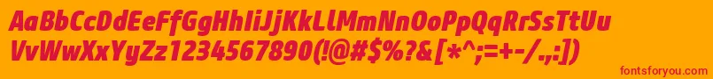 CoreSansM87CnHeavyItalic Font – Red Fonts on Orange Background