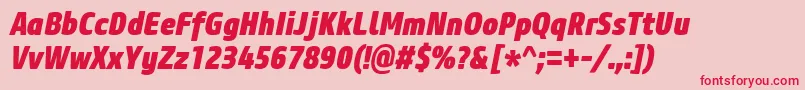 CoreSansM87CnHeavyItalic Font – Red Fonts on Pink Background