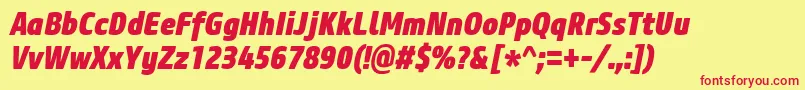CoreSansM87CnHeavyItalic Font – Red Fonts on Yellow Background