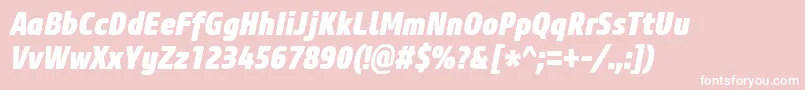 フォントCoreSansM87CnHeavyItalic – ピンクの背景に白い文字