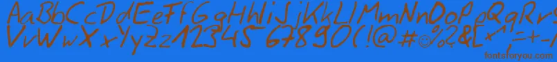 Siggihand Font – Brown Fonts on Blue Background