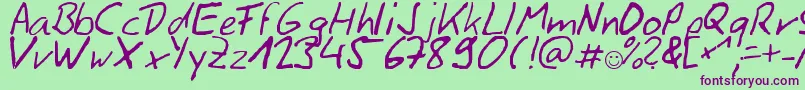 Siggihand Font – Purple Fonts on Green Background