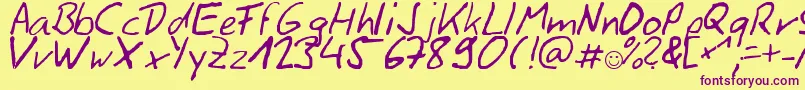 Siggihand Font – Purple Fonts on Yellow Background