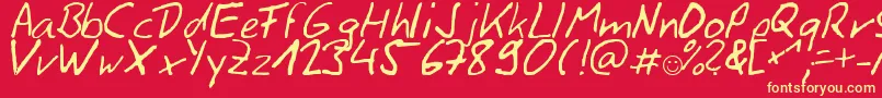 フォントSiggihand – 黄色の文字、赤い背景