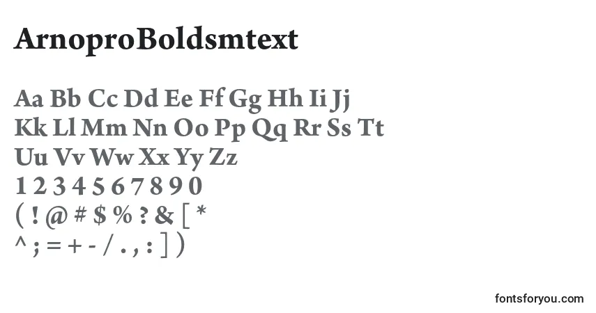 Czcionka ArnoproBoldsmtext – alfabet, cyfry, specjalne znaki