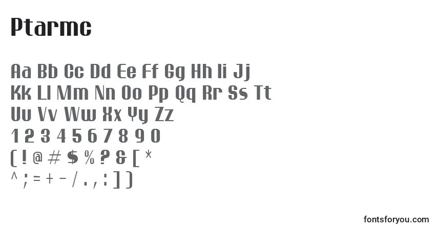 Czcionka Ptarmc – alfabet, cyfry, specjalne znaki