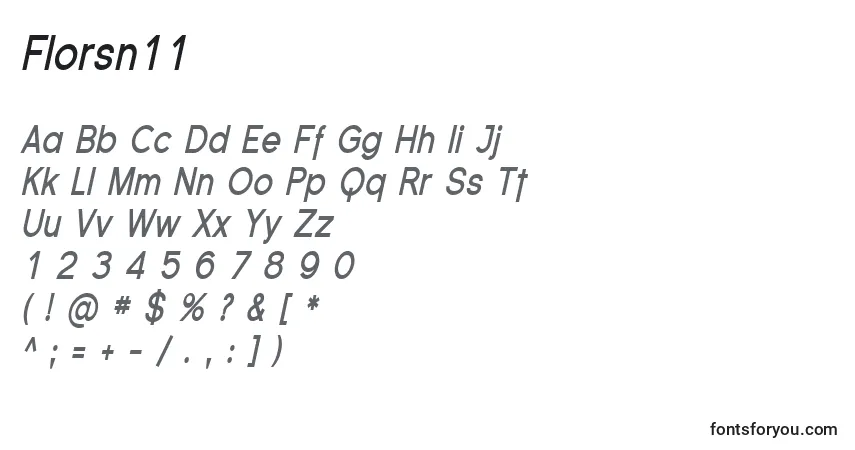 Шрифт Florsn11 – алфавит, цифры, специальные символы