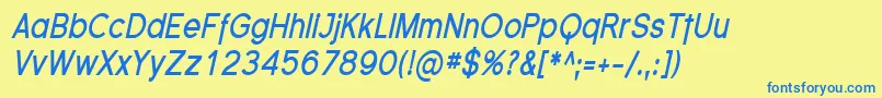 フォントFlorsn11 – 青い文字が黄色の背景にあります。