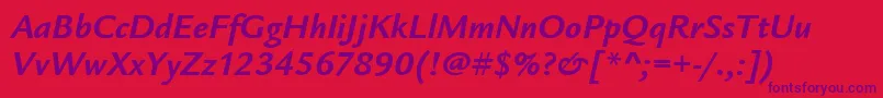 LegacySansItcBoldItalic Font – Purple Fonts on Red Background