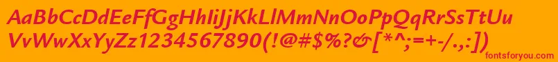 LegacySansItcBoldItalic Font – Red Fonts on Orange Background