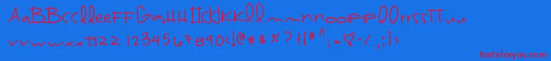 Brazilfood3-Schriftart – Rote Schriften auf blauem Hintergrund