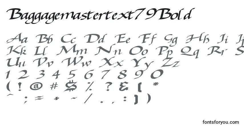 Шрифт Baggagemastertext79Bold – алфавит, цифры, специальные символы