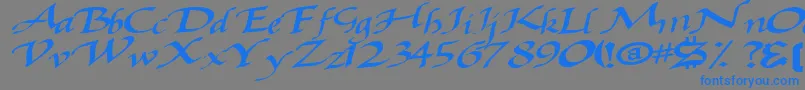 Baggagemastertext79Bold-Schriftart – Blaue Schriften auf grauem Hintergrund