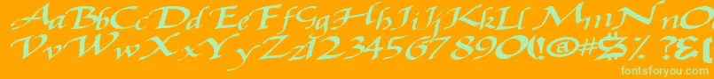 Baggagemastertext79Bold-fontti – vihreät fontit oranssilla taustalla
