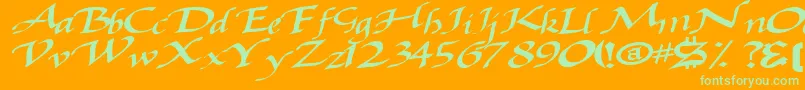 Baggagemastertext79Bold-Schriftart – Grüne Schriften auf orangefarbenem Hintergrund