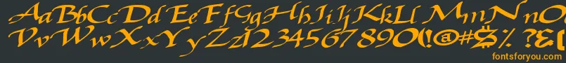 フォントBaggagemastertext79Bold – 黒い背景にオレンジの文字