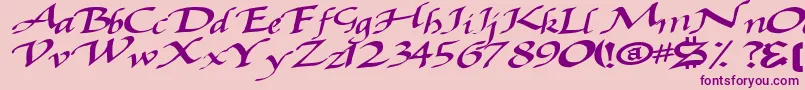 Baggagemastertext79Bold-Schriftart – Violette Schriften auf rosa Hintergrund