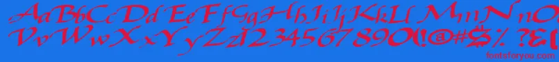 Baggagemastertext79Bold-fontti – punaiset fontit sinisellä taustalla