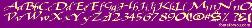 Fonte Baggagemastertext79Bold – fontes amarelas em um fundo roxo