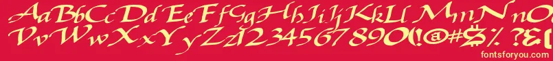 フォントBaggagemastertext79Bold – 黄色の文字、赤い背景