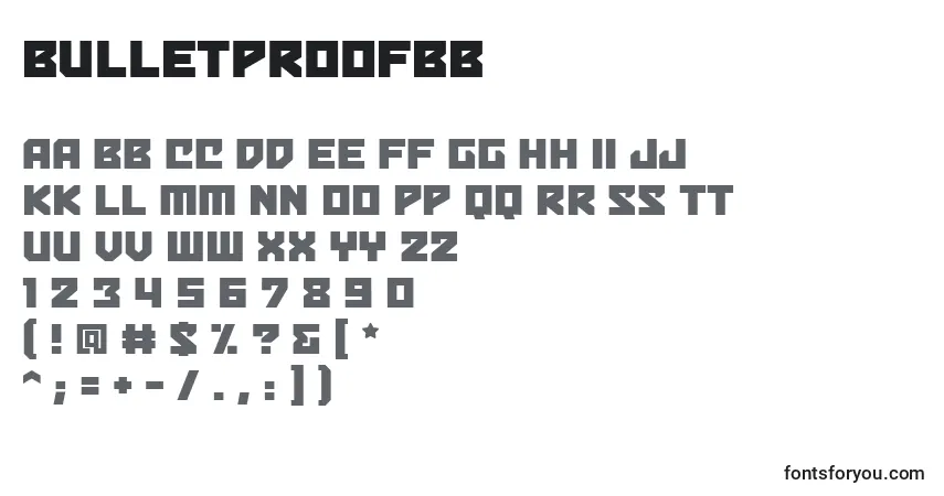 A fonte Bulletproofbb – alfabeto, números, caracteres especiais