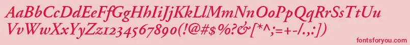 AdobeGaramondSemiboldItalicOldstyleFigures-Schriftart – Rote Schriften auf rosa Hintergrund