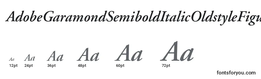 Größen der Schriftart AdobeGaramondSemiboldItalicOldstyleFigures
