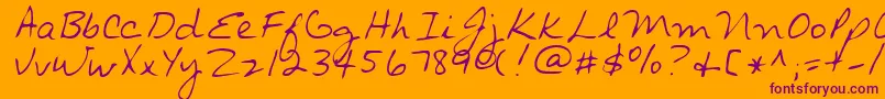 フォントRonnieRegular – オレンジの背景に紫のフォント