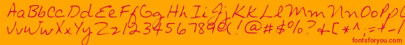 RonnieRegular-Schriftart – Rote Schriften auf orangefarbenem Hintergrund