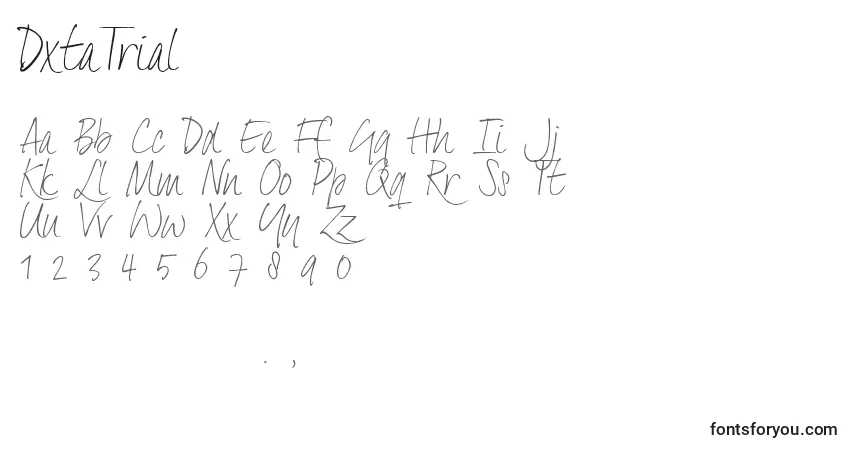 Schriftart DxtaTrial – Alphabet, Zahlen, spezielle Symbole