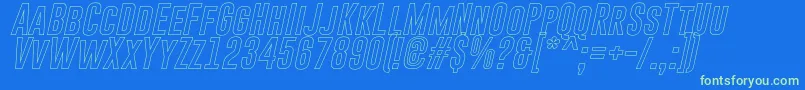 GoboldHollowItalic Font – Green Fonts on Blue Background