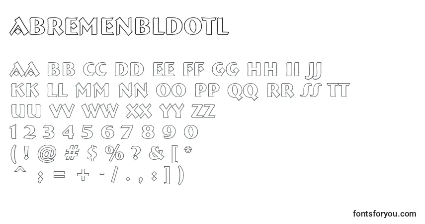 A fonte ABremenbldotl – alfabeto, números, caracteres especiais