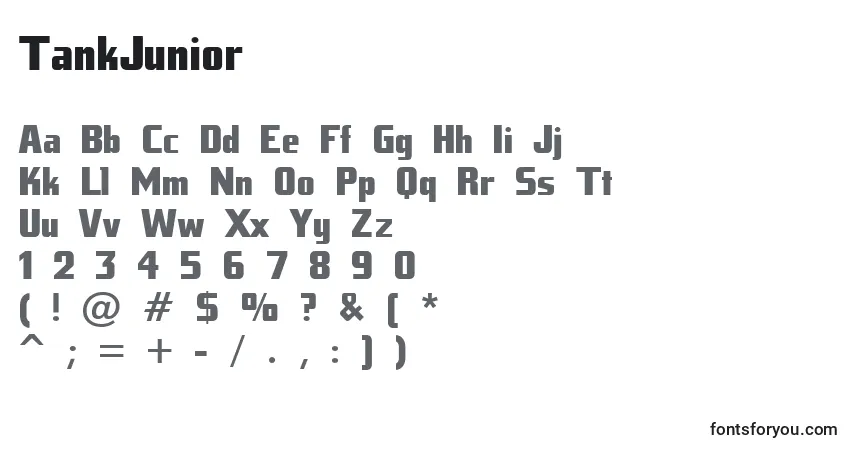 A fonte TankJunior – alfabeto, números, caracteres especiais