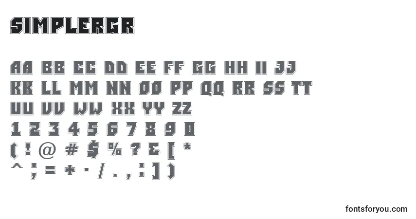 A fonte Simplergr – alfabeto, números, caracteres especiais
