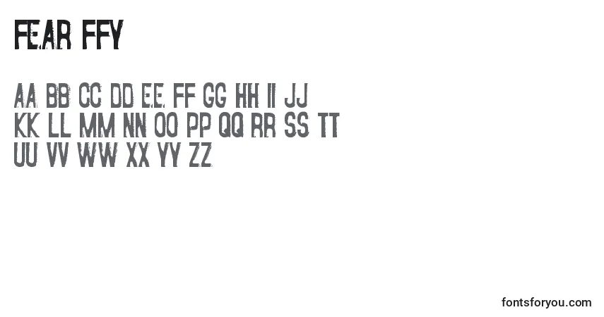 Czcionka Fear ffy – alfabet, cyfry, specjalne znaki