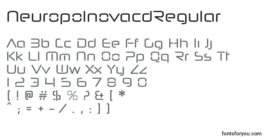 A fonte NeuropolnovacdRegular – alfabeto, números, caracteres especiais