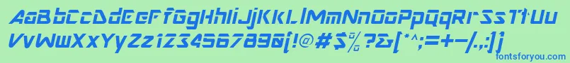 Шрифт NimroddisplaysskItalic – синие шрифты на зелёном фоне