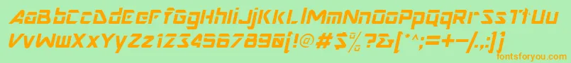 フォントNimroddisplaysskItalic – オレンジの文字が緑の背景にあります。
