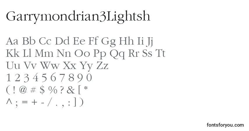 Garrymondrian3Lightsh Font – alphabet, numbers, special characters