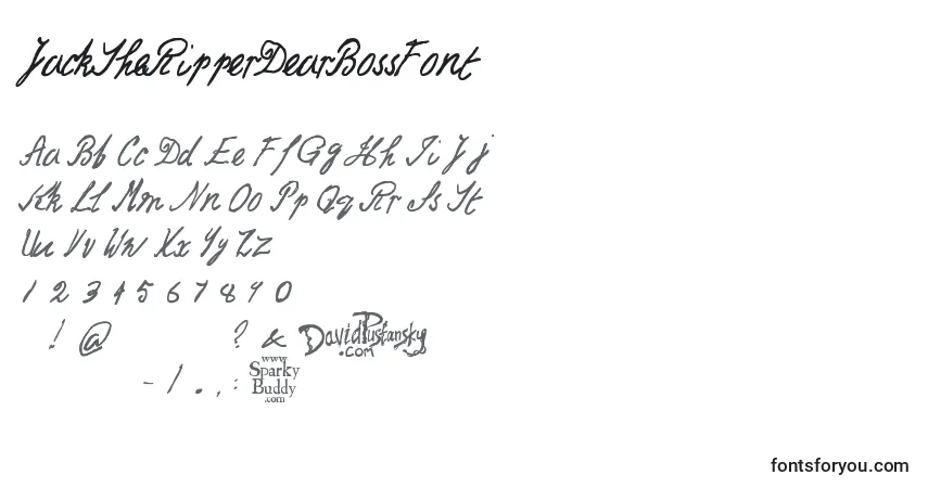 Schriftart JackTheRipperDearBossFont – Alphabet, Zahlen, spezielle Symbole