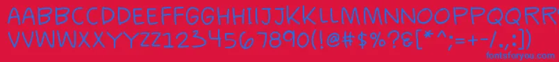 K26casualcomics Font – Blue Fonts on Red Background